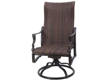 Gensun Bel Air Woven Cast Aluminum High Back Swivel Rocker Dining Arm Chair GES70990011