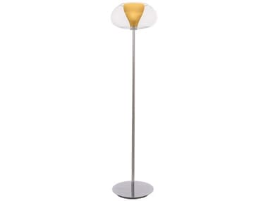 George Kovacs Soft 68" Tall Chrome Floor Lamp with Clear and Amber Glass Shade GKP3803077