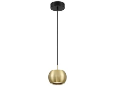 George Kovacs Halo 6" 1-Light Coal Brushed Gold Black LED Globe Mini Pendant GKP5471884L