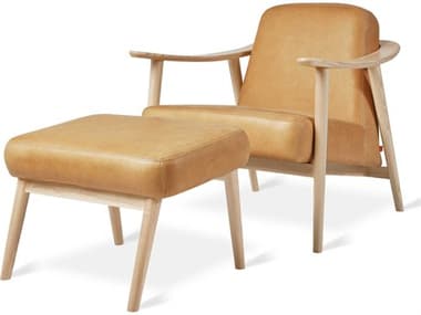 Gus* Modern Baltic Canyon Whiskey Leather / Ash Natural Chair & Ottoman Set GUMECCHBALTCANWHLANSET