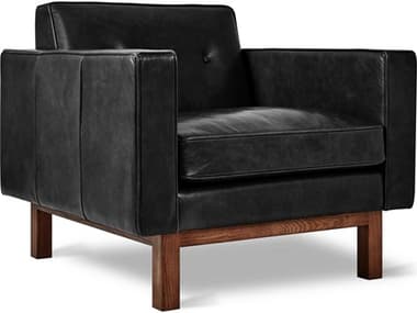 Gus* Modern Embassy 35" Black Leather Tufted Accent Chair GUMECCHEMBASADBLA