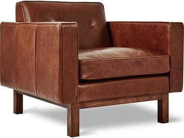 Gus* Modern Embassy 35" Brown Leather Tufted Accent Chair GUMECCHEMBASADBRO