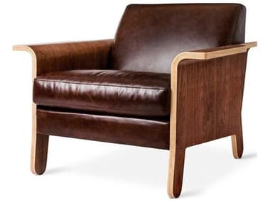 Gus* Modern Lodge 35" Brown Leather Accent Chair GUMECCHLODGSADBRO