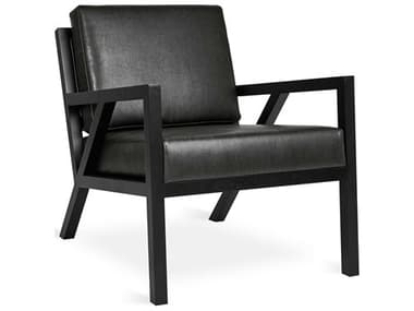 Gus* Modern Truss 26" Black Leather Accent Chair GUMECCHTRUSVEGLICAB