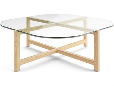 Gus* Modern Quarry 35" Square Clear Glass Ash Natural Coffee Table GUMECCTQUAAN