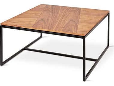 Gus* Modern Tobias 30&quot; Square Wood Walnut Black Coffee Table GUMECCTTOBIWNBL