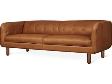 Gus* Modern Beaconsfield 86" Saddle Brown Leather Upholstered Sofa GUMECSFBEACSADBROWN