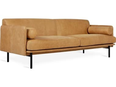 Gus* Modern Foundry 86" Canyon Whisky Leather Brown Upholstered Sofa GUMECSFFOUNCANWHI