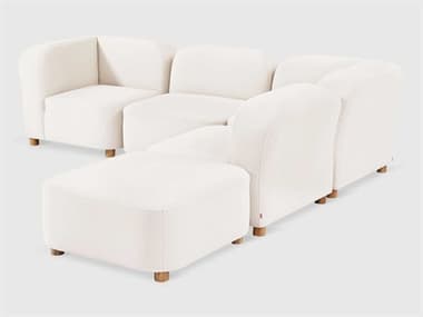 Gus* Modern Circuit 103" Wide White Fabric Upholstered Sectional Sofa GUMKSMOC5SEMERCRE