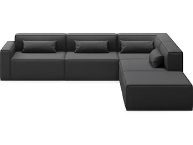 Gus* Modern Mix 120" Wide Black Fabric Upholstered Sectional Sofa GUMKSMOM5SEMOWRAVRF