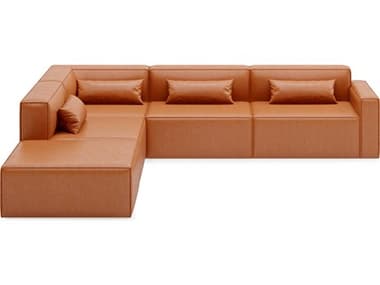Gus* Modern Mix 120" Wide Brown Leather Upholstered Sectional Sofa GUMKSMOM5SEVEGCOGLF