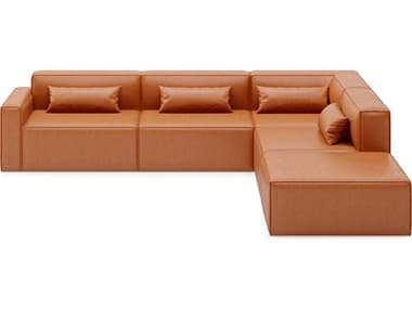 Gus* Modern Mix 120" Wide Brown Leather Upholstered Sectional Sofa GUMKSMOM5SEVEGCOGRF