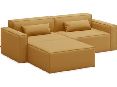 Gus* Modern Mix 88" Wide Brown Fabric Upholstered Sectional Sofa GUMKSMOMX3SEMOWFER