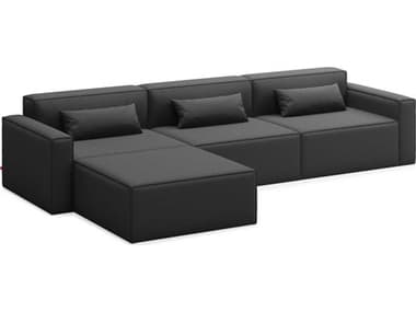 Gus* Modern Mix 126&quot; Wide Black Fabric Upholstered Sectional Sofa GUMKSMOMX4SEMOWRAV