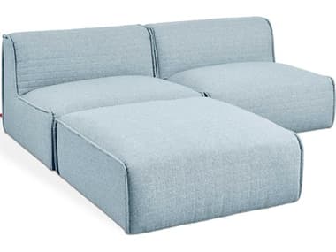Gus* Modern Nexus 78" Wide Blue Fabric Upholstered Sectional Sofa GUMKSMON3SEPARLAK