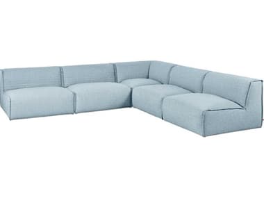 Gus* Modern Nexus 116" Wide Blue Fabric Upholstered Sectional Sofa GUMKSMON5SEPARLAK
