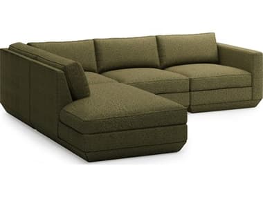 Gus* Modern Podium 104" Wide Green Fabric Upholstered Sectional Sofa GUMKSMOPOX4LASECOPTERLF