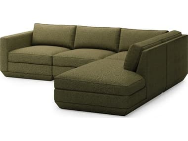 Gus* Modern Podium 104" Wide Green Fabric Upholstered Sectional Sofa GUMKSMOPOX4LASECOPTERRF