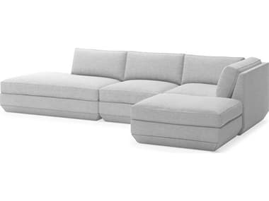Gus* Modern Podium 122" Wide Fabric Upholstered Sectional Sofa GUMKSMOPOX4LBSEBAYSILRF
