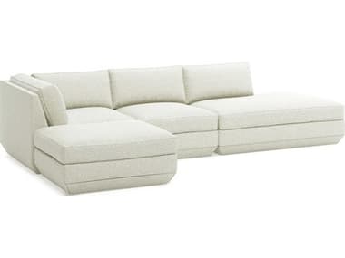 Gus* Modern Podium 122" Wide White Fabric Upholstered Sectional Sofa GUMKSMOPOX4LBSECOPFOSLF