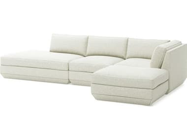 Gus* Modern Podium 122" Wide White Fabric Upholstered Sectional Sofa GUMKSMOPOX4LBSECOPFOSRF