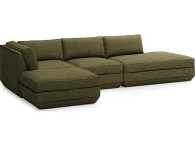 Gus* Modern Podium 122" Wide Green Fabric Upholstered Sectional Sofa GUMKSMOPOX4LBSECOPTERLF