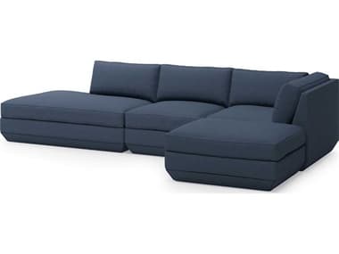 Gus* Modern Podium 122" Wide Blue Fabric Upholstered Sectional Sofa GUMKSMOPOX4LBSEHANNAVRF
