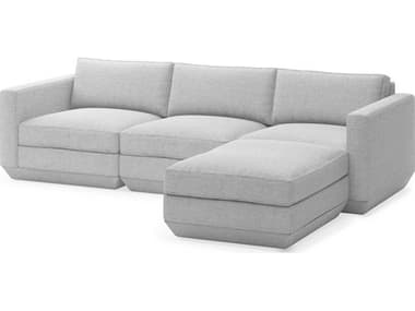 Gus* Modern Podium 102" Wide Fabric Upholstered Sectional Sofa GUMKSMOPOX4SEBAYSILRF