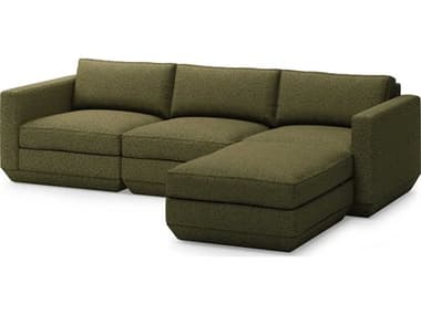 Gus* Modern Podium 102" Wide Green Fabric Upholstered Sectional Sofa GUMKSMOPOX4SECOPTERRF