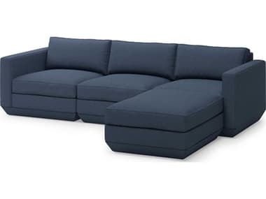 Gus* Modern Podium 102" Wide Blue Fabric Upholstered Sectional Sofa GUMKSMOPOX4SEHANNAVRF