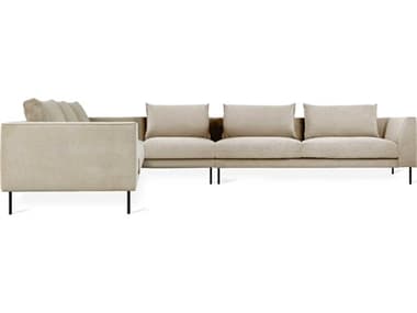 Gus* Modern Renfrew 137" Wide Beige Fabric Upholstered Sectional Sofa GUMKSRSXLLFMERCAR