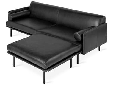 Gus* Modern Foundry 86" Wide Leather Upholstered Sectional Sofa GUMKSSCFOUNSADBLA