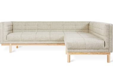 Gus* Modern Mulholland 87" Wide Tufted Beige Fabric Upholstered Sectional Sofa GUMKSSCMULHCALANTAN