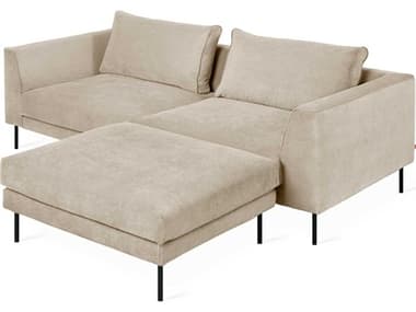 Gus* Modern Renfrew 87" Wide Beige Fabric Upholstered Sectional Sofa GUMKSSCRELOMERCAR