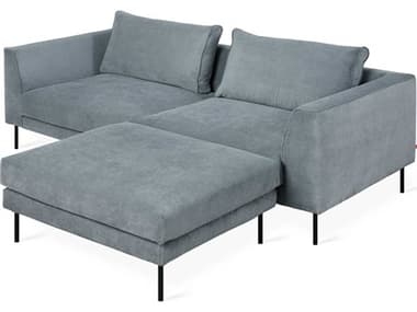 Gus* Modern Renfrew 87" Wide Blue Fabric Upholstered Sectional Sofa GUMKSSCRELOMERSKY