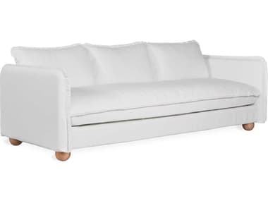 Gus* Modern Monterey 86" White Denim Fabric Upholstered Sofa GUMKSSFMONTDENWHI