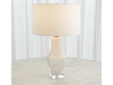 Global Views Alabaster Crystal Brass White Table Lamp GV331795