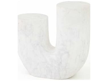 Global Views Round Marble White End Table GV791547