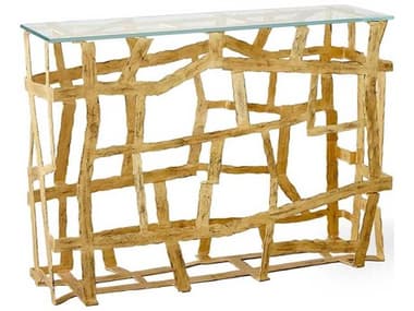 Global Views 47" Rectangular Glass Gold Leaf Console Table GV791581
