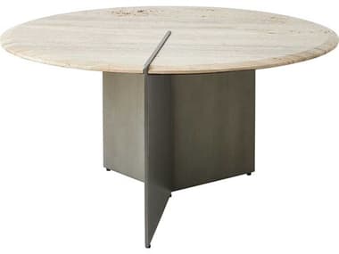 Global Views Sundial Round Stone Brushed Antique Gunmetal Coffee Table GV791701