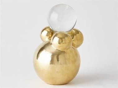 Global Views Bubble Orb Brass / Crystal 6'' Holder GV883068
