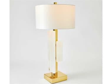 Global Views Alabaster Shiny Brass Gold Buffet Lamp GV993834