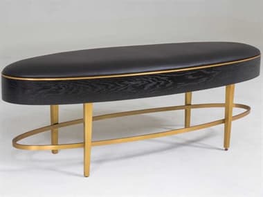 Global Views Black Lacquer 30 Sheen / Brushed Brass Accent Bench GVAG220018