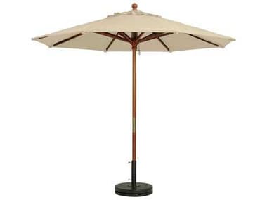 Grosfillex Market Wood 9' Foot Round Umbrella in Khaki GX98910331