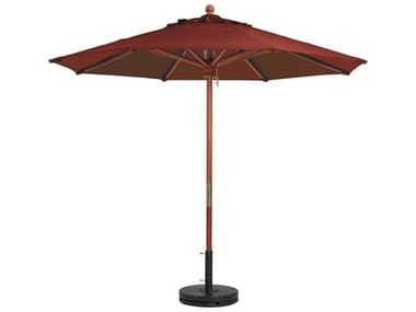 Grosfillex Market Wood 9' Foot Round Umbrella in Burgundy GX98912731