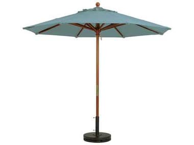 Grosfillex Market Wood 9' Foot Round Umbrella in Spa Blue GX98915031