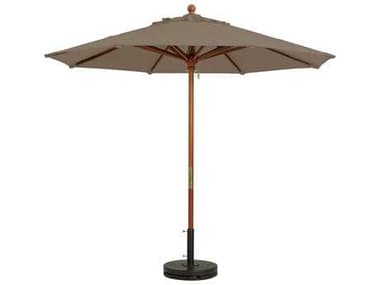 Grosfillex Market Wood 9' Foot Round Umbrella in Taupe GX98918131