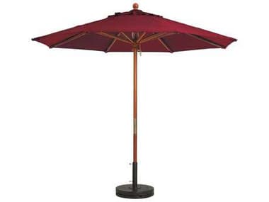 Grosfillex Market Wood 7' Foot Round Umbrella in Burgundy GX98942731