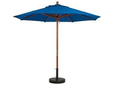 Grosfillex Market Wood 7' Foot Round Umbrella in Pacific Blue GX98949731