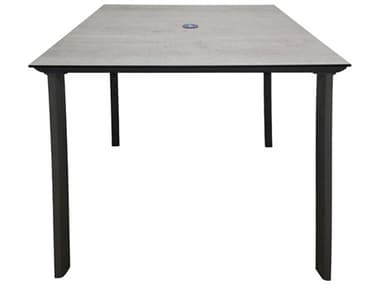 Grosfillex Sunset Aluminum Volcanic Black/Granite ADA 36" Wide Square Dining Table with Umbrella Hole GXR1001288
